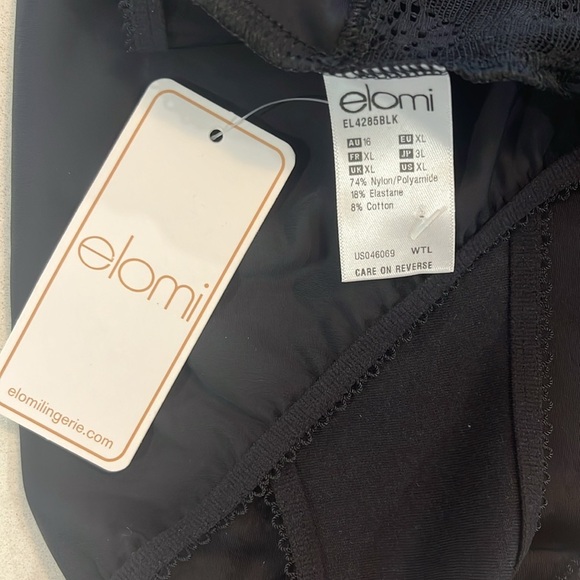 Elomi Womens 2 Pair Briefs XL Black & Dune Floral Lace Tummy Control EL4285 NWT - Picture 14 of 14